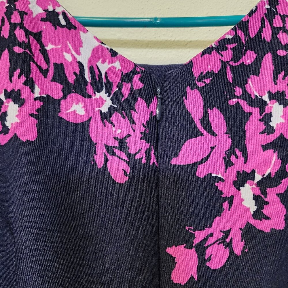 Maya Brooke Dress 2pc Jacket 10 Navy Pink Midi Mother Bride Groom Wedding Event - Picture 7 of 16